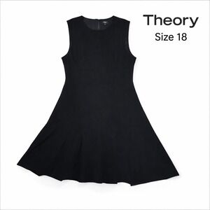 Theory Admiral Crepe Pintuck Dress Black Sleeveless A-Line Size 18 Workwear